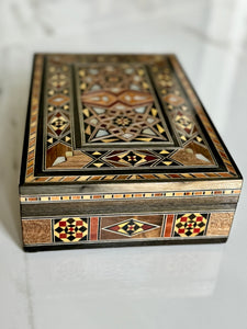 Medium Sized Rectangle Handmade Mosaic Box inlaid with Mother of Pearl