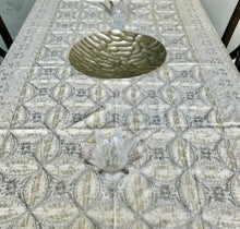 Load image into Gallery viewer, Table Cover: 135 x 59 inches Approx’. Aghabani Oriental for Rectangle Tables, Beige background with Beige &amp; Gray Silk Embroidery
