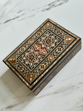 Load image into Gallery viewer, Medium Sized Rectangle Handmade Mosaic Box inlaid with Mother of Pearl
