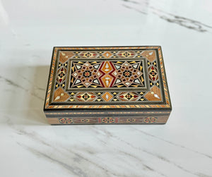 Medium Sized Rectangle Handmade Mosaic Box inlaid with Mother of Pearl