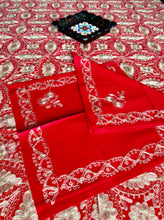 Load image into Gallery viewer, Table Cover: 156 x 78 inches Approx’. Aghabani Oriental for Rectangle Tables, Red background with Gold Silk Embroidery
