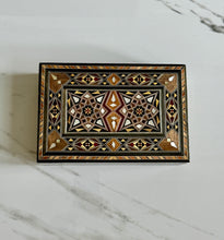 Load image into Gallery viewer, Medium Sized Rectangle Handmade Mosaic Box inlaid with Mother of Pearl
