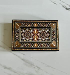 Medium Sized Rectangle Handmade Mosaic Box inlaid with Mother of Pearl