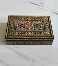 Load image into Gallery viewer, Medium Sized Rectangle Handmade Mosaic Box inlaid with Mother of Pearl
