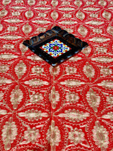 Load image into Gallery viewer, Table Cover: 156 x 78 inches Approx’. Aghabani Oriental for Rectangle Tables, Red background with Gold Silk Embroidery
