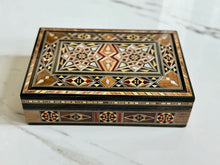 Load image into Gallery viewer, Medium Sized Rectangle Handmade Mosaic Box inlaid with Mother of Pearl
