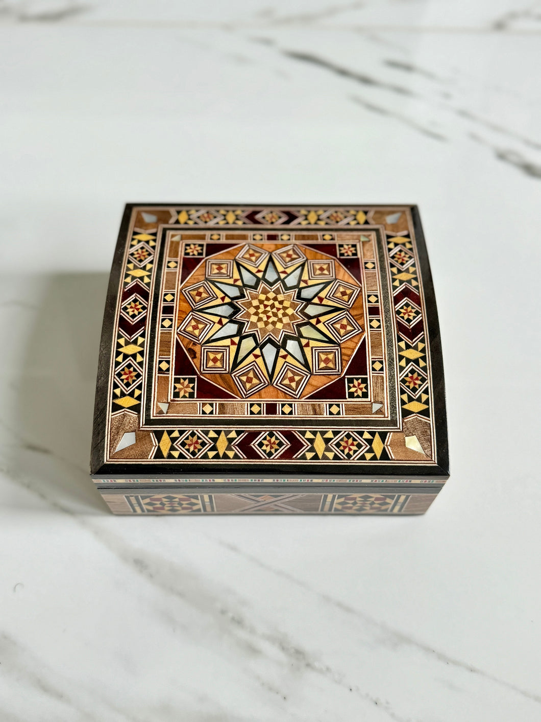 Jewelry Mosaic Wooden Handmade Box inlaid with Mother of Pearl