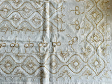 Load image into Gallery viewer, Table Cover: 135 x 59 inches Approx’. Aghabani Oriental for Rectangle Tables, Beige background with White &amp; Gold Silk Embroidery
