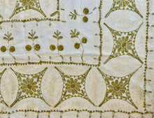 Load image into Gallery viewer, Table Cover: 117 x 58 inches Approx&#39;. Aghabani Oriental for Rectangle Tables, Beige background with Beige and Olive Green Silk Embroidery
