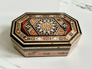 Jewelry Mosaic Wooden Handmade Box inlaid w/ Mother of Pearl