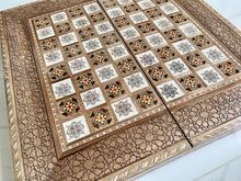 Load image into Gallery viewer, Backgammon / Chess Wooden Vintage Mosaic Handmade Set
