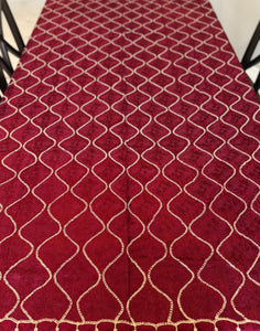 Table Cover: 135 x 78 inches Approx’. Aghabani Oriental for Rectangle Tables, Burgundy background with Gold & Burgundy Silk Embroidery