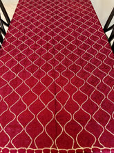 Load image into Gallery viewer, Table Cover: 135 x 78 inches Approx’. Aghabani Oriental for Rectangle Tables, Burgundy background with Gold &amp; Burgundy Silk Embroidery
