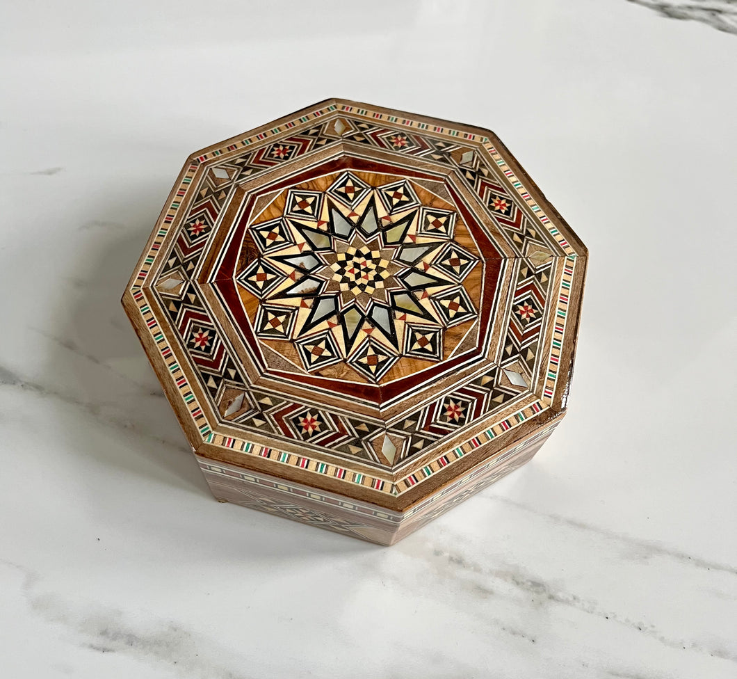 Jewelry Mosaic Wooden Handmade Box inlaid with Mother of Pearl