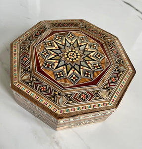 Jewelry Mosaic Wooden Handmade Box inlaid with Mother of Pearl