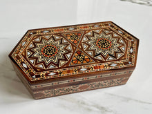 Load image into Gallery viewer, Jewelry Mosaic Wooden Handmade Box inlaid w/ Mother of Pearl
