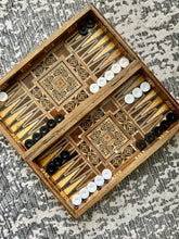 Load image into Gallery viewer, Backgammon / Chess Wooden Vintage Mosaic Handmade Set
