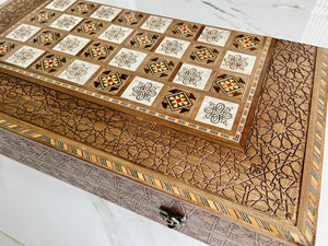 Backgammon / Chess Wooden Vintage Mosaic Handmade Set