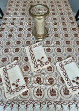 Load image into Gallery viewer, Table Cover: 117 x 69 inches Approx&#39;. Aghabani Oriental for Rectangle Tables, Beige background with Brown, Gold and Silver Silk Embroidery
