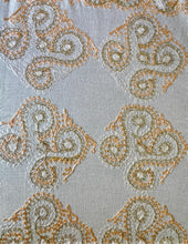 Load image into Gallery viewer, Table Cover: 117 x 58 inches Approx&#39;. Aghabani Oriental for Rectangle Tables, White background with White and Peach Silk Embroidery
