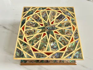 Large Sized Pearl Handmade Mosaic Box. Size: 6.7 x 6.7 inches