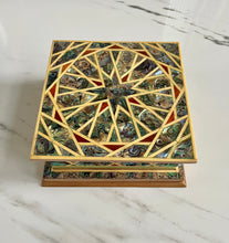 Load image into Gallery viewer, Large Sized Pearl Handmade Mosaic Box. Size: 6.7 x 6.7 inches
