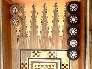 Backgammon Wooden Vintage Mosaic Handmade Set