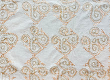 Load image into Gallery viewer, Table Cover: 117 x 58 inches Approx&#39;. Aghabani Oriental for Rectangle Tables, White background with White and Peach Silk Embroidery
