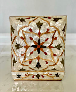 Large Sized Pearl Handmade Mosaic Box. Size: 10 x 10 inches