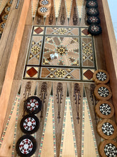 Load image into Gallery viewer, Backgammon / Chess Wooden Vintage Mosaic Handmade Set
