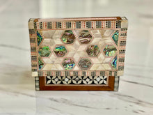 Load image into Gallery viewer, Mother of Pearl Handmade Mosaic Box. Size: 6 x 3.8 inches
