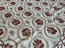 Load image into Gallery viewer, Table Cover: 117 x 69 inches Approx&#39;. Aghabani Oriental for Rectangle Tables, Beige background with Brown, Gold and Silver Silk Embroidery
