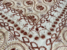 Load image into Gallery viewer, Table Cover: 117 x 69 inches Approx&#39;. Aghabani Oriental for Rectangle Tables, Beige background with Brown, Gold and Silver Silk Embroidery
