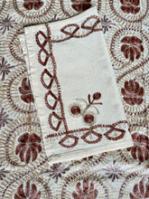 Load image into Gallery viewer, Table Cover: 117 x 69 inches Approx&#39;. Aghabani Oriental for Rectangle Tables, Beige background with Brown, Gold and Silver Silk Embroidery
