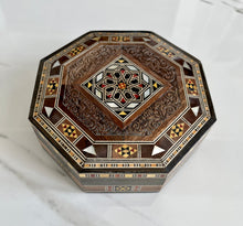 Load image into Gallery viewer, Octagon Handmade Mosaic Box. Diameter: 5.5” approx
