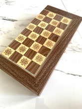 Load image into Gallery viewer, Backgammon / Chess Wooden Vintage Mosaic Handmade Set
