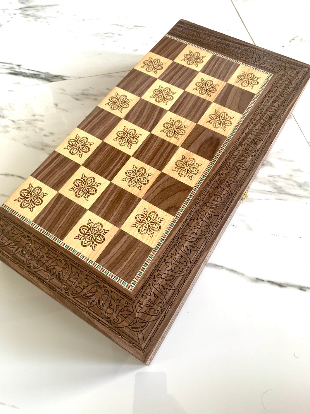 Backgammon / Chess Wooden Vintage Mosaic Handmade Set