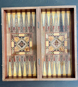 Backgammon / Chess Wooden Vintage Mosaic Handmade Set