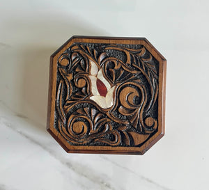 Jewelry Mosaic Handcrafted Wooden Box inlaid w/ Mother of Pearl