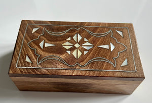 Jewelry Mosaic Wooden Handmade Box inlaid w/ Mother of Pearl