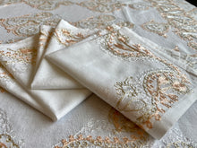 Load image into Gallery viewer, Table Cover: 117 x 58 inches Approx&#39;. Aghabani Oriental for Rectangle Tables, White background with White and Peach Silk Embroidery
