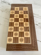 Load image into Gallery viewer, Backgammon / Chess Wooden Vintage Mosaic Handmade Set
