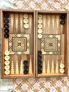 Backgammon Wooden Vintage Mosaic Handmade Set