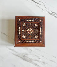 Load image into Gallery viewer, Jewelry Mosaic Handcrafted Wooden Box inlaid w/ Mother of Pearl
