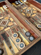 Load image into Gallery viewer, Backgammon / Chess Wooden Vintage Mosaic Handmade Set
