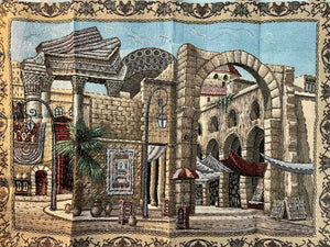 Wall hanging home decor Tapestries. Size: 54 x 37 inches. It represents a historic old Damascus city