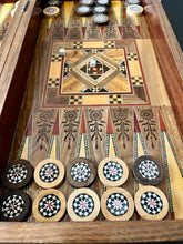 Load image into Gallery viewer, Backgammon / Chess Wooden Vintage Mosaic Handmade Set
