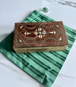 Jewelry Mosaic Wooden Handmade Box inlaid w/ Mother of Pearl