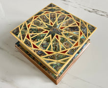 Load image into Gallery viewer, Large Sized Pearl Handmade Mosaic Box. Size: 6.7 x 6.7 inches
