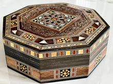 Load image into Gallery viewer, Octagon Handmade Mosaic Box. Diameter: 5.5” approx
